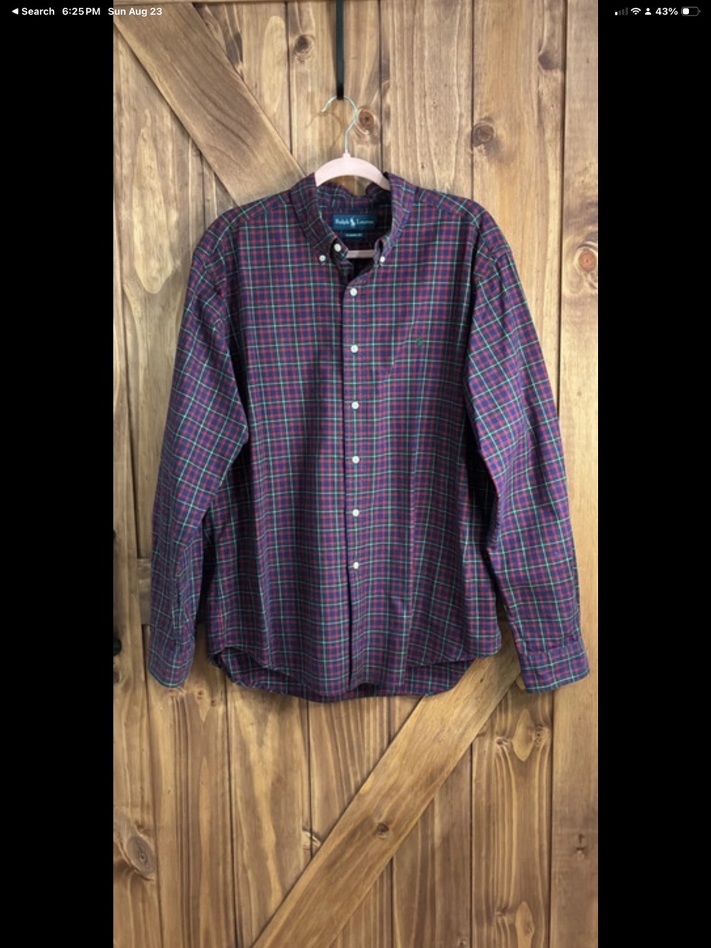 Ralph Lauren Burgundy & Green Plaid Button-Down Shirt